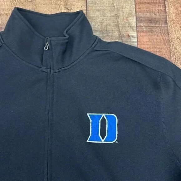 Champs Duke Blue Devils Black Full Zip Jacket Screen Printed Sz XL - Picture 1 of 9